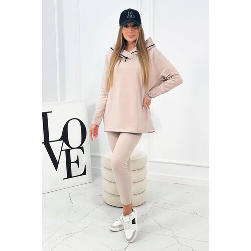 Kesi Set cotton sweatshirt + leggings beige Slike