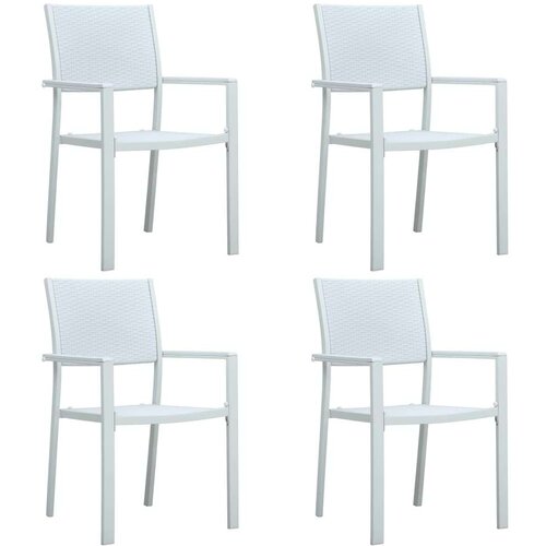  Vrtne stolice 4 kom bijele plastične s izgledom ratana Cijene