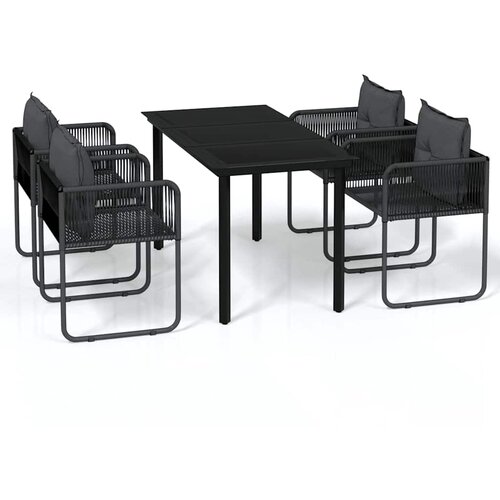  5-dijelni vrtni blagovaonski set crni Crna Dužina stola 140 cm Slike