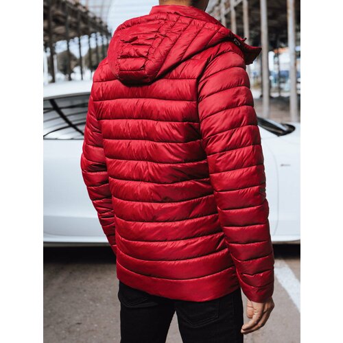 DStreet Men's quilted jacket with hood red Cene