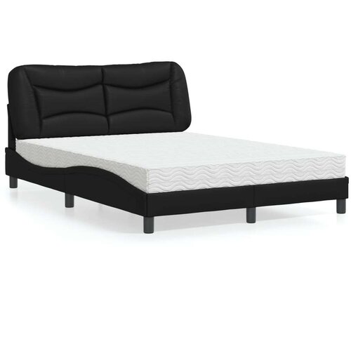  Krevet s madracem crni 140 x 200 cm od umjetne kože Slike