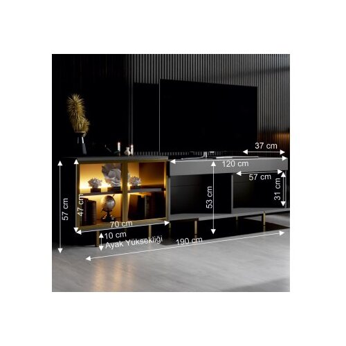 Hanah home TV polica Vienna Anthracite Gold Slike