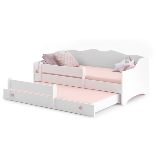 Kobi Furniture Emma - zakonska postelja 160x80 z okvirjem, predalom, ograjo in dvema vzmetnicama, (20626006) Cene