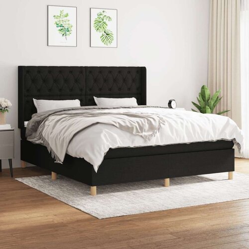  Box spring postelja z vzmetnico črna 160x200 cm blago, (20791480) Slike