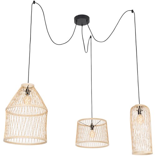 QAZQA Smart buiten hanglamp rotan 3-lichts incl LED - Calamus Slike
