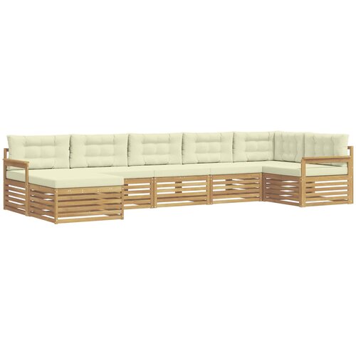  Set vanjskih sofa 7 kom. Bijela i krem Smeđa 406 x 168,5 x 73 cm Slike