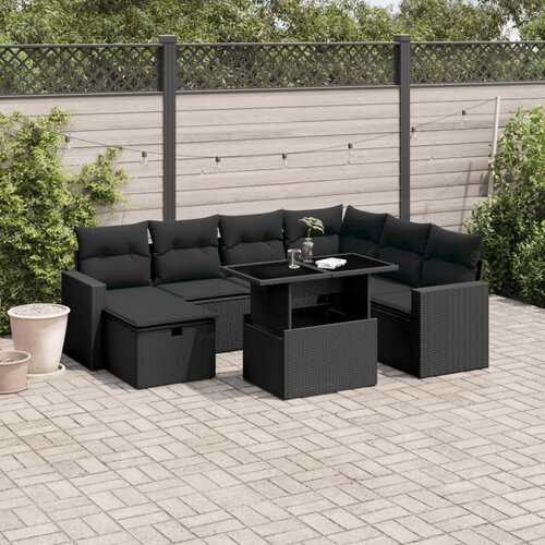 vidaXL 8-dijelni set vrtnih sofa od poliratana s jastucima crni Cijene