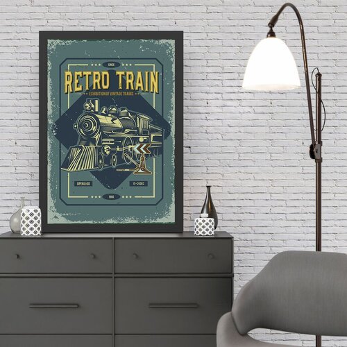 Wallity uramljena slika retro train, 40x55 cm Cene