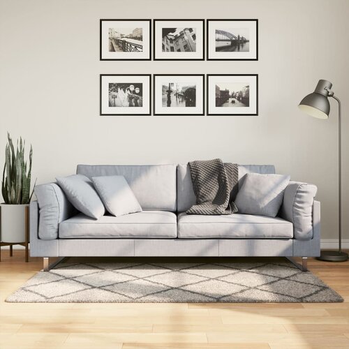 vidaXL Čupavi moderni tepih s visokim vlaknima bež antracit 80x150cm Cijene