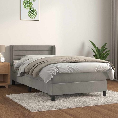 Box spring krevet s madracem svjetlosivi 90x190 cm bar&amp;scaron;unasti Slike