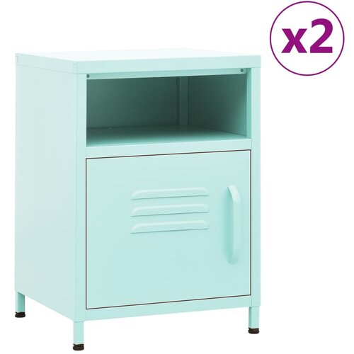 The Living Store Nočne omarice 2 kosa mint zeleni 35x35x51 cm jeklo - Nočna Omarica, (21432078) Slike