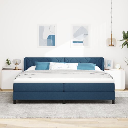 Box Spring Krevet s Madracem Plavi 200x200 cm Tkanina Slike