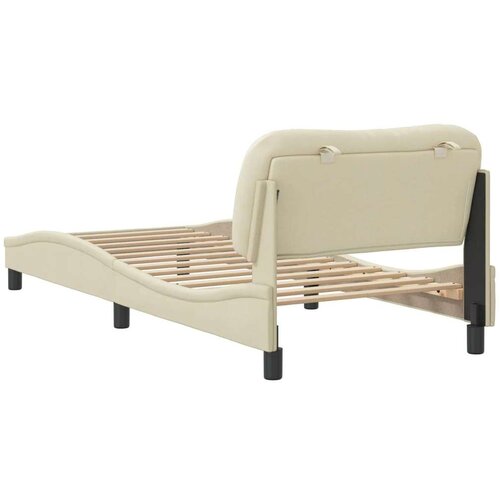 VidaXL Okvir za krevet s uzglavljem krem 90x200 cm od tkanine Slike