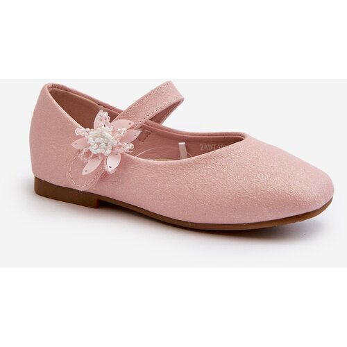 EVENTO Pink Velcro Fastening Children's Glitter Ballerina Shoes Jeylin Cene