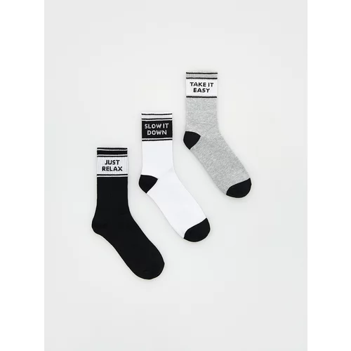 Reserved - Komplet od 3 pari čarapa s visokim udjelom pamuka - light grey