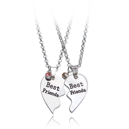 INF Ujemajoča se ogrlica s srcem "Best Friend", srebrna, 1 par, (21237806)