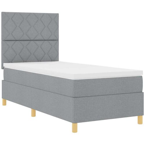  LED Box Spring Krevet Svijetlo siva 90 x 200 cm tkanina Slike