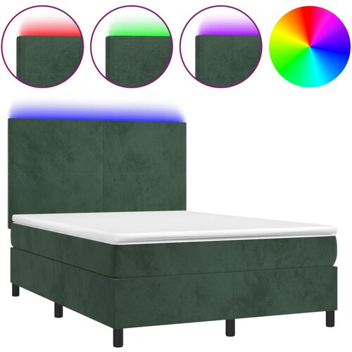 Maison Chic Box spring postelja - Vzmetna postelja z vzmetnico LED tem. zelena 140x190cm žamet SL9504, (21902269) Cene