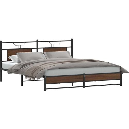 vidaXL Posteljni okvir brez vzmetnice rjavi hrast 160x200 cm inž. les Cene