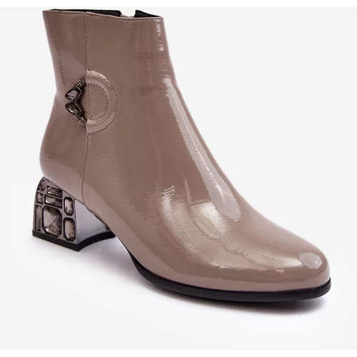 Kesi Patented women's ankle boots with embellished high heels D&A grey