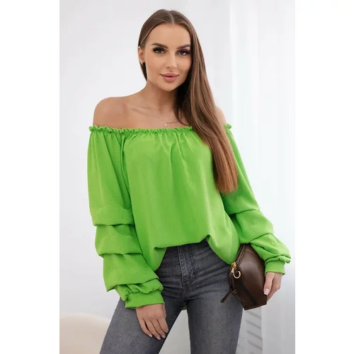 Kesi Spanish blouse with decorative sleeves bright green