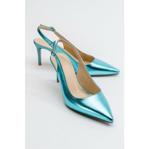 LuviShoes Sleet Women's Turquoise Metallic Heeled Shoes. Cene