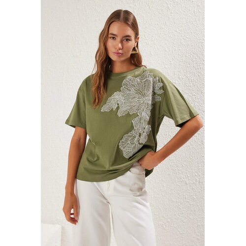 TRENDYOLMILLA Ženska majica TWOSS25TS00045, Kaki Cene