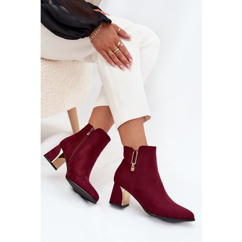 Boto Women&amp;#039;s heeled ankle boots with gold details Bordeaux Kalivra Slike