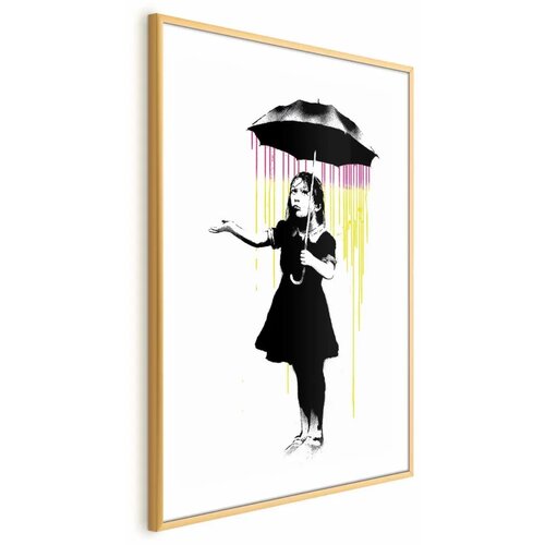  Plakat - Girl with an Umbrella 40x60 Zlatni okvir s margom Cene