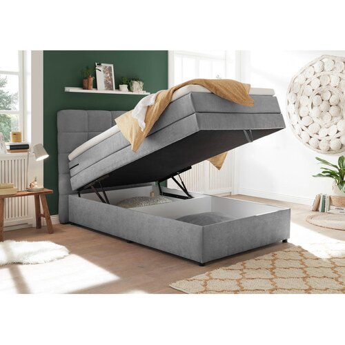 MID.YOU POSTELJA BOXSPRING 120 cm x 200 cm , svetlo siva Slike