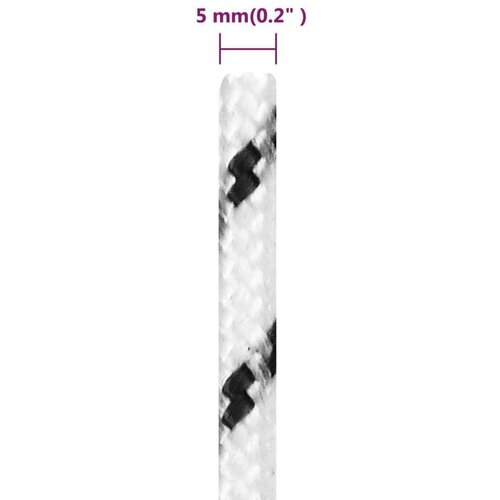 VidaXL Pleteni brodski konop bijeli 5 mm x 100 m poliesterski Slike