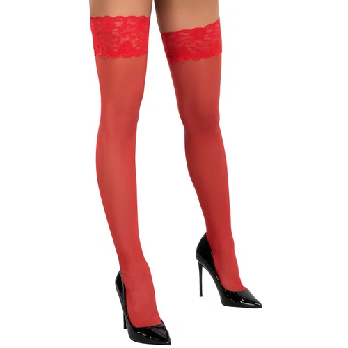 Cottelli Hold-up Stockings with 9cm Lace Trim 2520664 Red 4-L