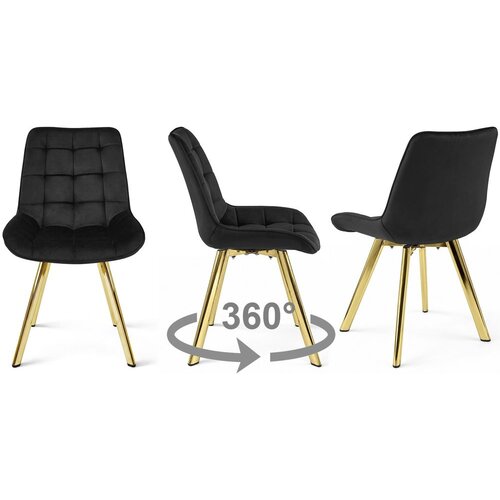  Okretna stolica SORIA 360, crni bar&amp;scaron;un, zlatne metalne noge, set 3 kom Slike