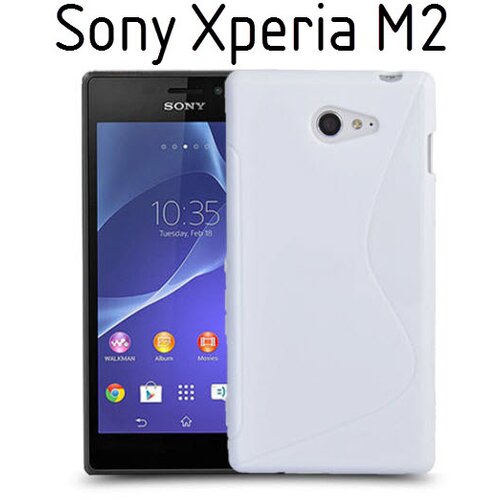  Gumijasti / gel etui S-Line za Sony Xperia M2 - beli Slike