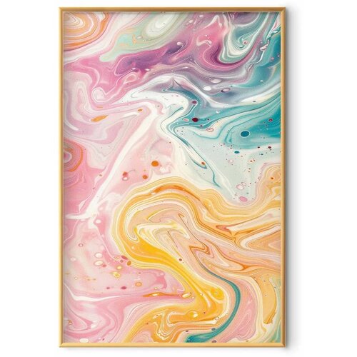  Plakat Colorful Chaos - dynamic shapes in shades of pink yellow and blue 40x60 Zlatni okvir Slike
