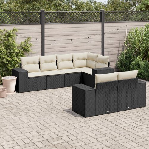 vidaXL 7-dijelni set vrtnih sofa od poliratana s jastucima crni Cijene