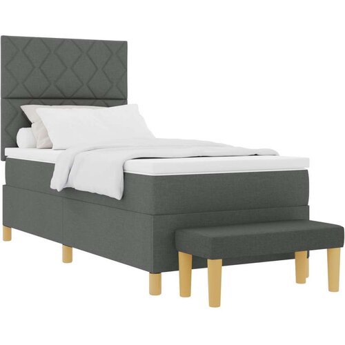 vidaXL Box Spring Krevet s madracem i klupom Tamno siva 100x200 cm Tkanina Cene