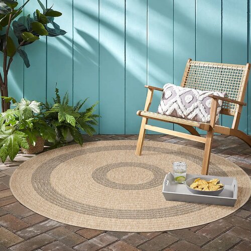 Ayyildiz Carpets Črna/bež okrogla zunanja preproga &amp;oslash; 160 cm Comilla &amp;ndash; Slike