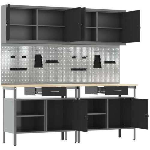  Set radne klupe od 8 u crnom čeliku Slike