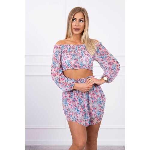 Kesi Set with powder pink flowers Slike