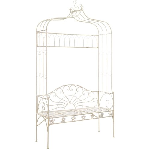  Klupa 122 cm željezna antikna bijela Slike