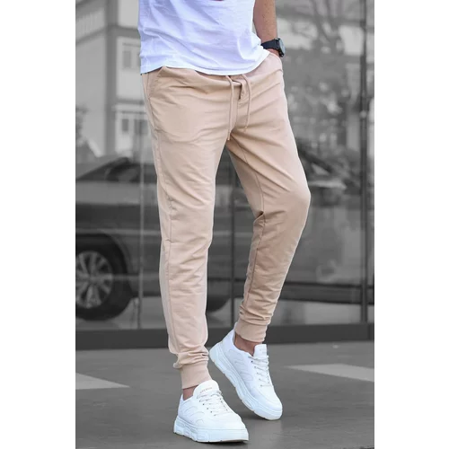 Madmext Beige Men's Tracksuits with Elastic Legs 4821