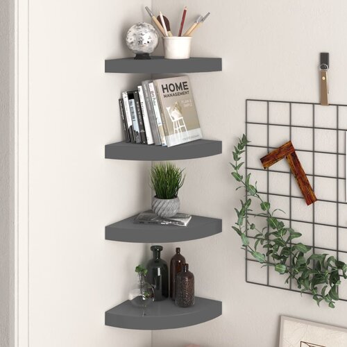 VidaXL Plutajuće kutne police 4 kom sjajne sive 25 x 25 x 3,8 cm MDF Slike