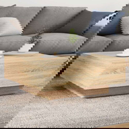  Klubska mizica sonoma hrast 80x80x31 cm iverna plošča, (21008281) Cene