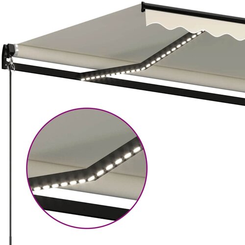Tenda na ručno uvlačenje s LED svjetlom 350 x 250 cm krem Slike