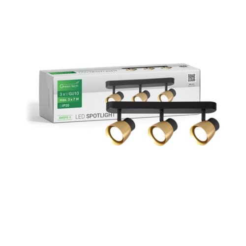 Greentech gu10 x 3 LED spot svetiljka zlatno-crna ( ambre-3 ) Slike