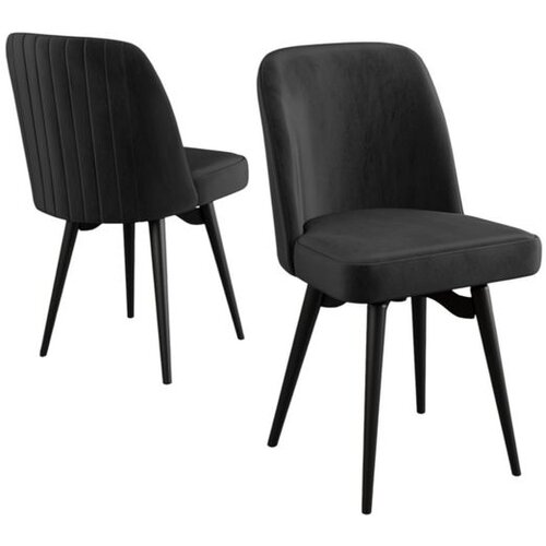 Hanah home set trpezarijskih stolica Jiva 4 kom, crna tkanina Babyface, crne metalne noge Cene