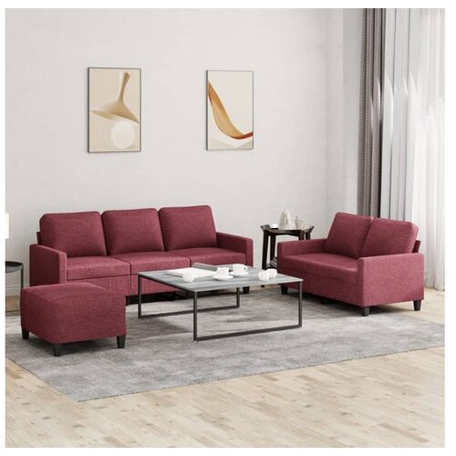 vidaXL 3-dijelni set sofa s jastucima crvena boja vina od tkanine Cene