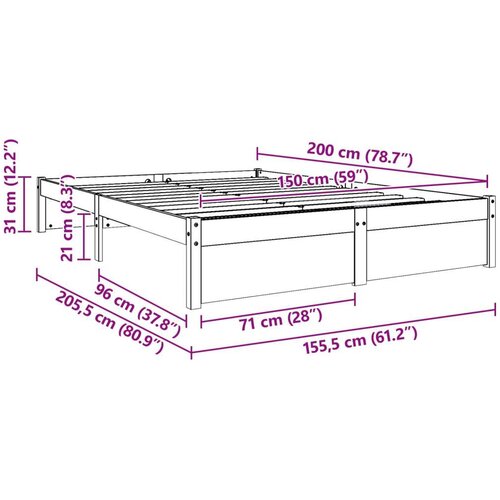  Okvir za krevet Vosak smeđa 150 x 200 cm Slike