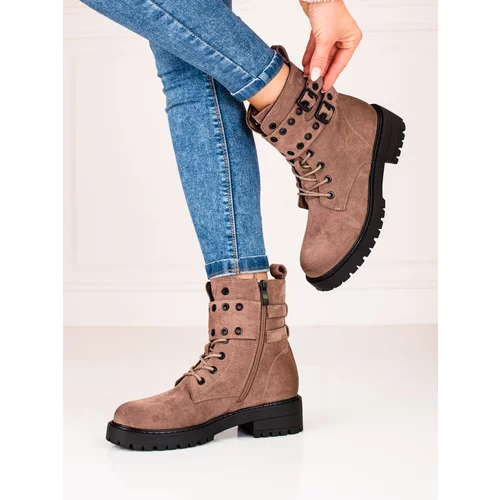 SHELOVET Lace-up ankle boots for women with buckles